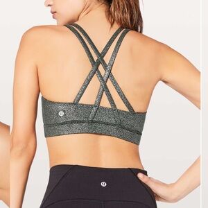 Lululemon Energy Bra Luminosity Foil Print Black Silver